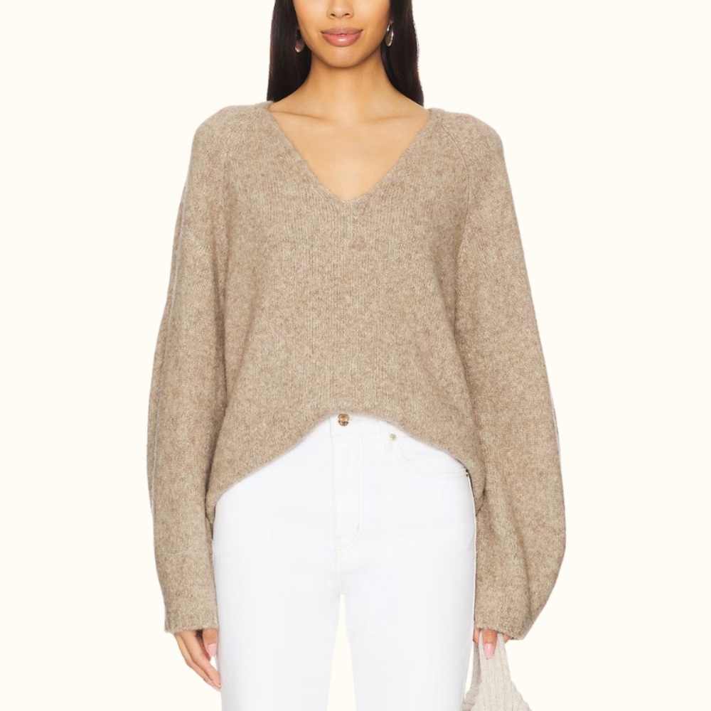EAVES V-Neck Balloon Sleeve Sweater